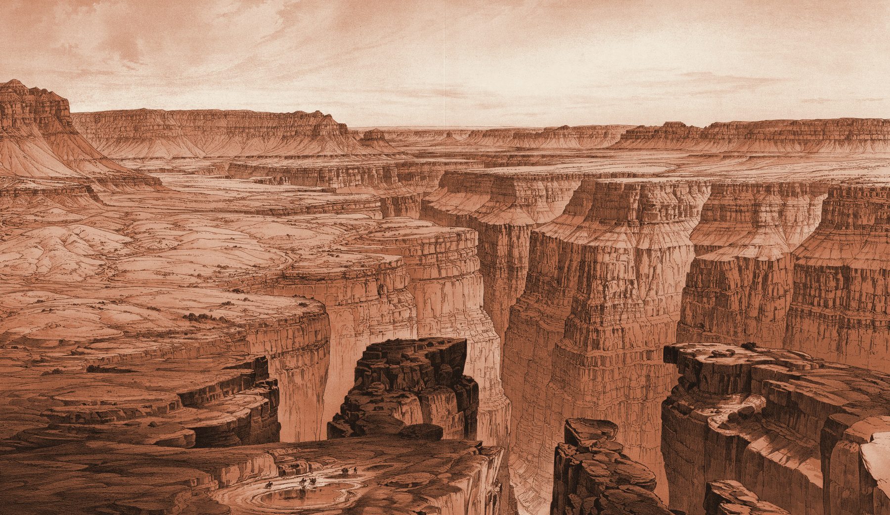 The Grand Canyon at the foot of the Toroweap, lithograph by William Henry Holmes